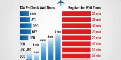 Real TSA PreCheck Wait Times vs Regular Lines at 10 US Airports