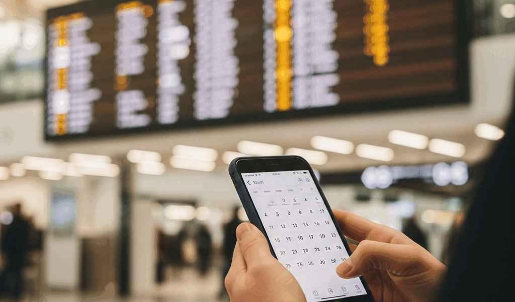 a traveler in a modern airport terminal checking a smartphon 20260529 231931