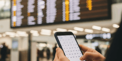 a traveler in a modern airport terminal checking a smartphon 20260529 231931